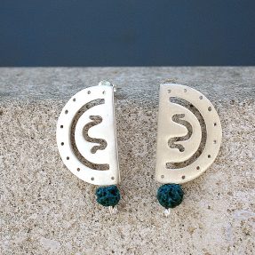 floral earrings lava stone